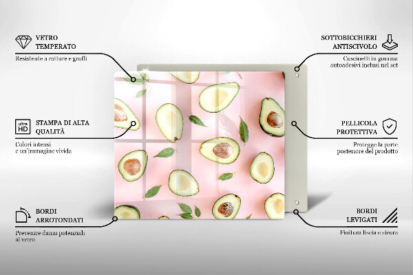 Tocător din sticlă Model de avocado