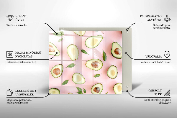 Tocător din sticlă Model de avocado