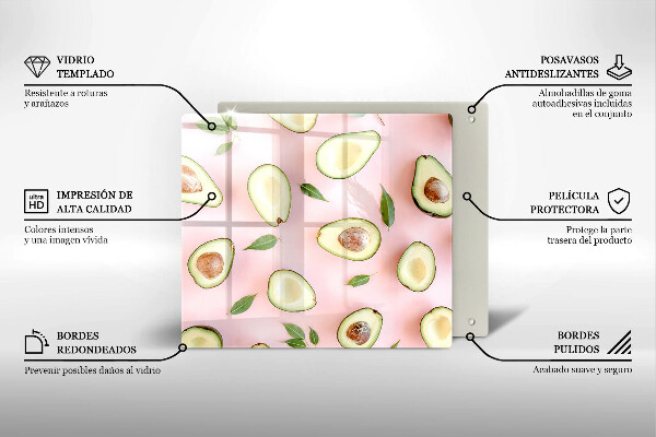 Tocător din sticlă Model de avocado