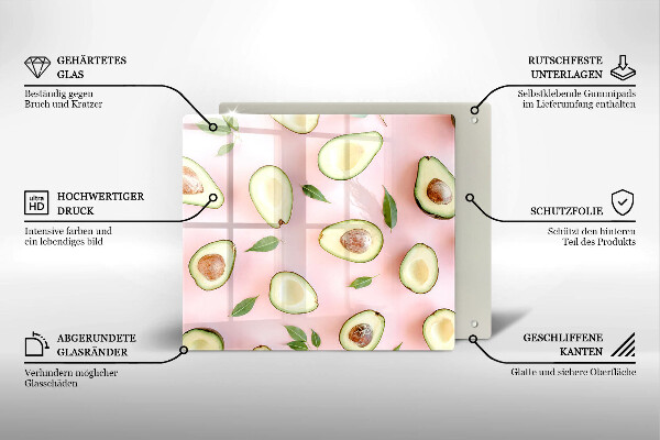 Tocător din sticlă Model de avocado