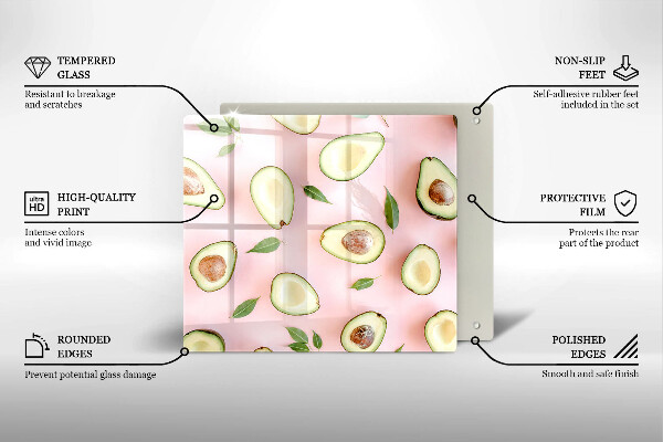 Tocător din sticlă Model de avocado