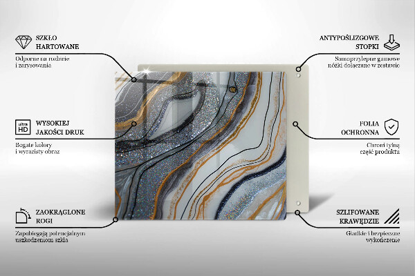 Tocător din sticlă stâncă cu aur