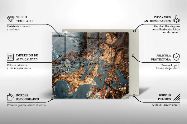 Tocător din sticlă Structură de rocă aurie