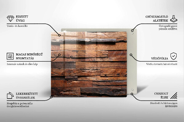 Tocător din sticlă Scânduri decorative din lemn