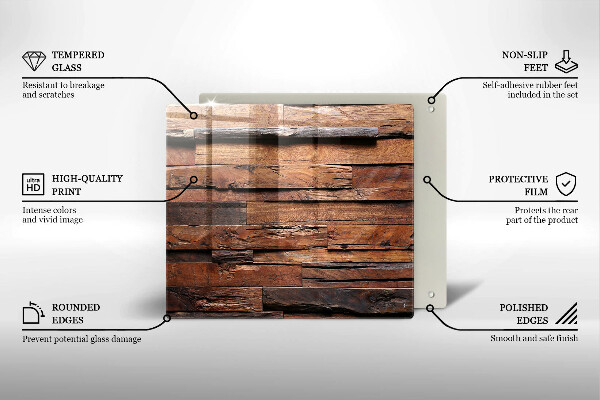 Tocător din sticlă Scânduri decorative din lemn