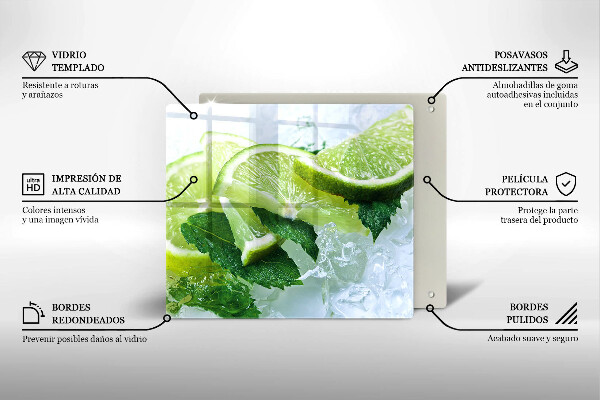 Tocător din sticlă Lime menta si gheata