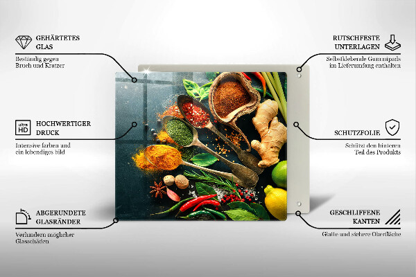 Tocător din sticlă Linguri de condimente de bucătărie