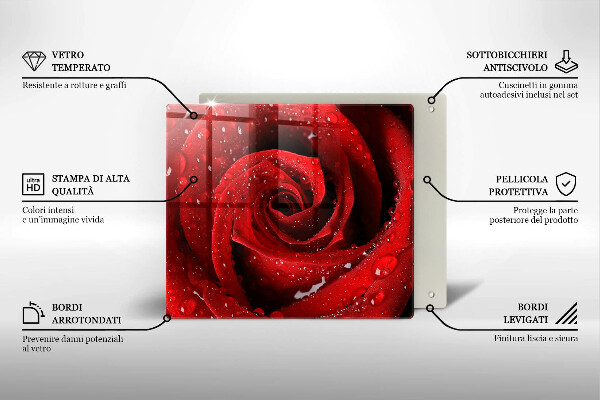 Tocător din sticlă Petale de flori de trandafir