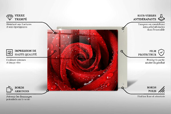 Tocător din sticlă Petale de flori de trandafir