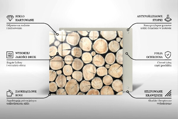 Tocător din sticlă Trunchiuri de copaci din lemn