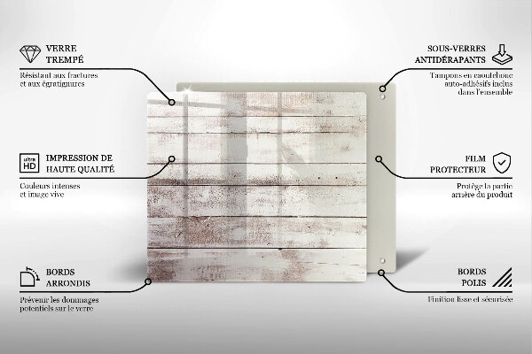 Tocător din sticlă Scânduri vechi de lemn