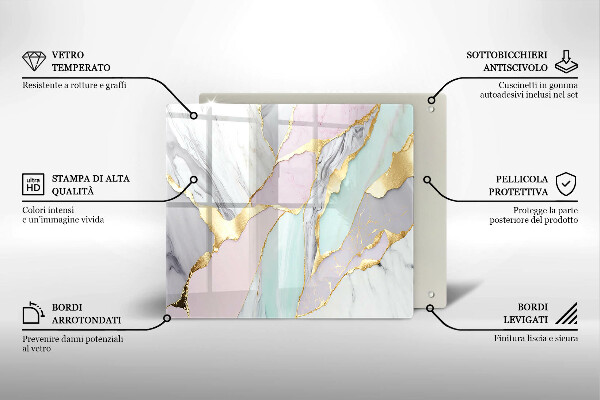 Tocător de bucătărie Marmură pastel