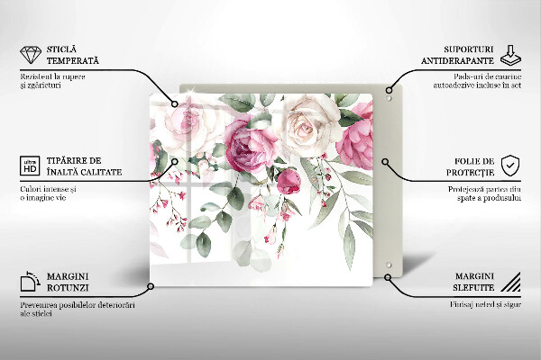 Tocător de bucătărie Trandafiri acuarela