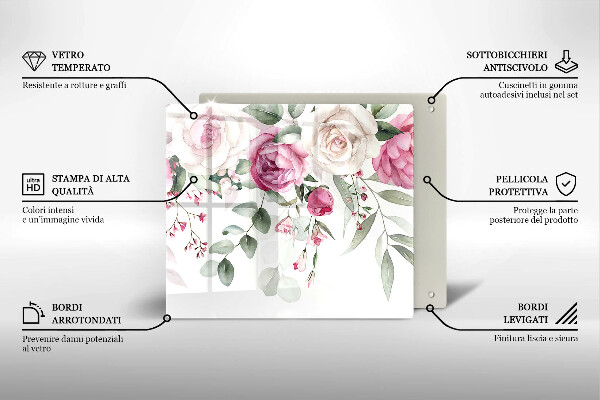 Tocător de bucătărie Trandafiri acuarela