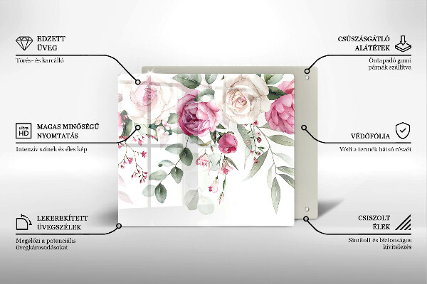 Tocător de bucătărie Trandafiri acuarela