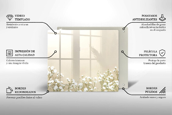 Tocător de bucătărie Flori boho din ipsos