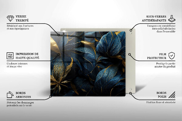 Tocător de bucătărie Frunze decorative cu aur