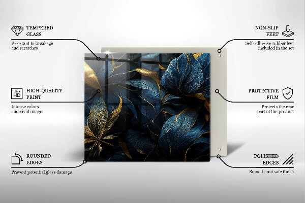 Tocător de bucătărie Frunze decorative cu aur