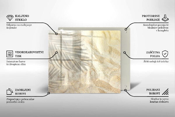 Tocător din sticlă Frunze de palmier și nisip