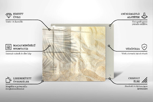 Tocător din sticlă Frunze de palmier și nisip