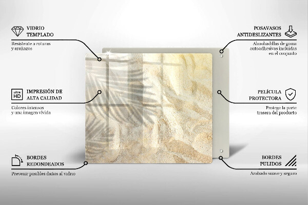 Tocător din sticlă Frunze de palmier și nisip