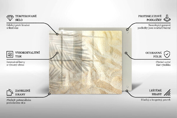 Tocător din sticlă Frunze de palmier și nisip