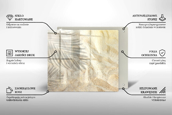 Tocător din sticlă Frunze de palmier și nisip