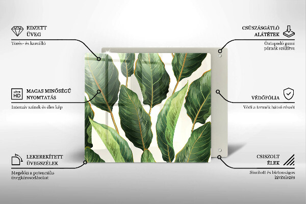 Tocător din sticlă Frunze de bananier