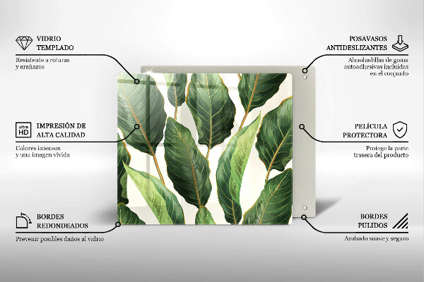 Tocător din sticlă Frunze de bananier