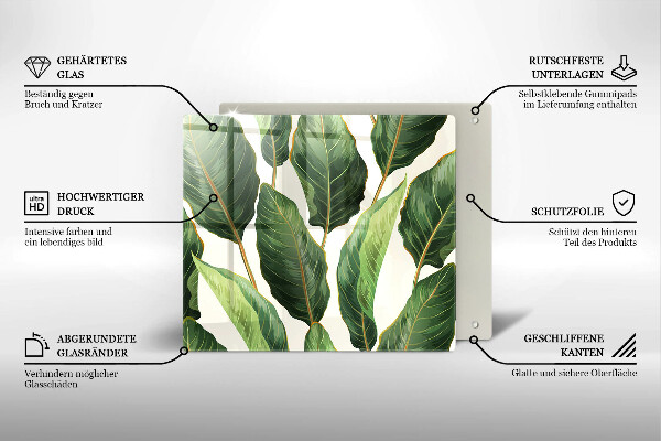 Tocător din sticlă Frunze de bananier