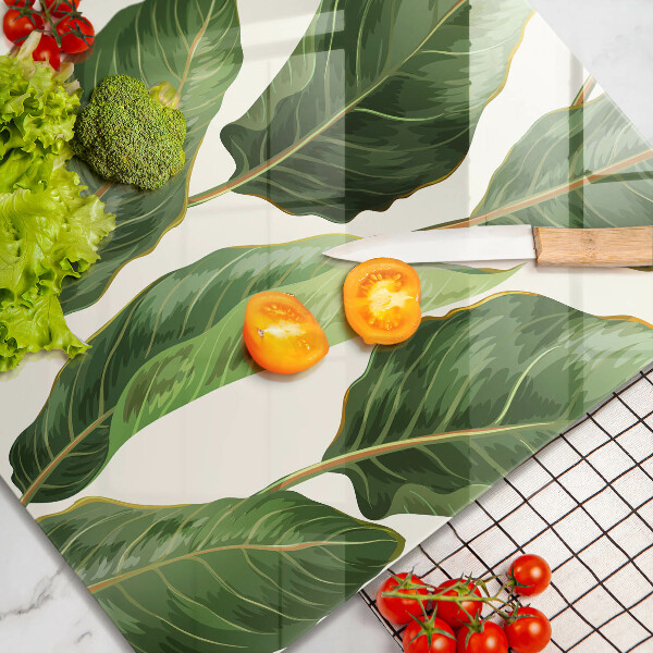 Tocător din sticlă Frunze de bananier