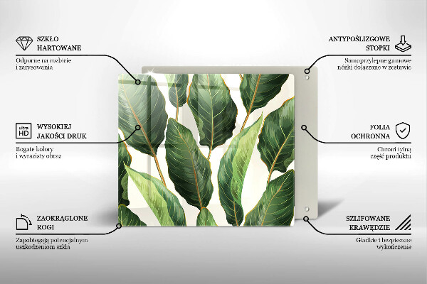 Tocător din sticlă Frunze de bananier