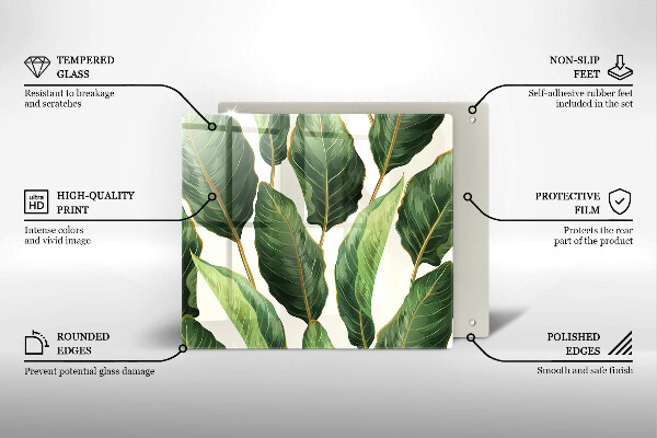 Tocător din sticlă Frunze de bananier