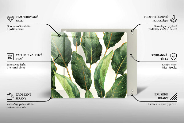 Tocător din sticlă Frunze de bananier