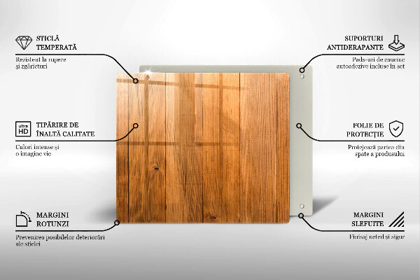 Tocător din sticlă Scanduri de lemn