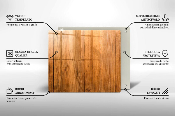 Tocător din sticlă Scanduri de lemn
