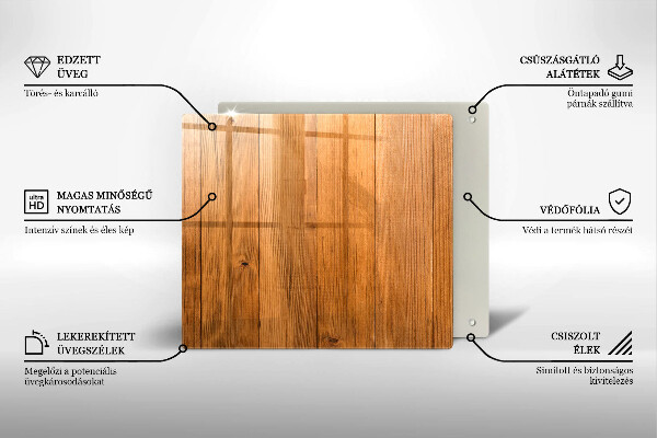 Tocător din sticlă Scanduri de lemn