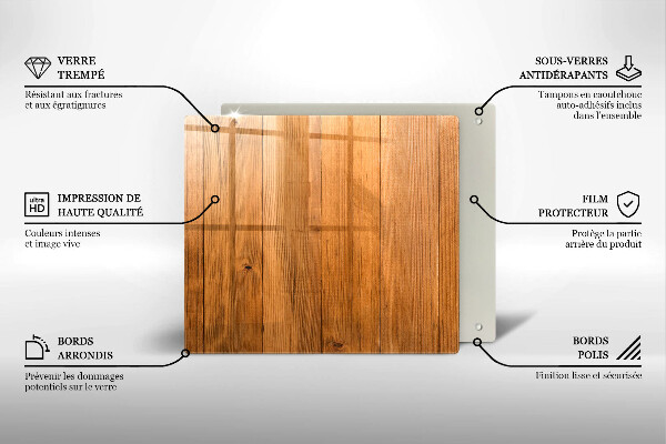 Tocător din sticlă Scanduri de lemn