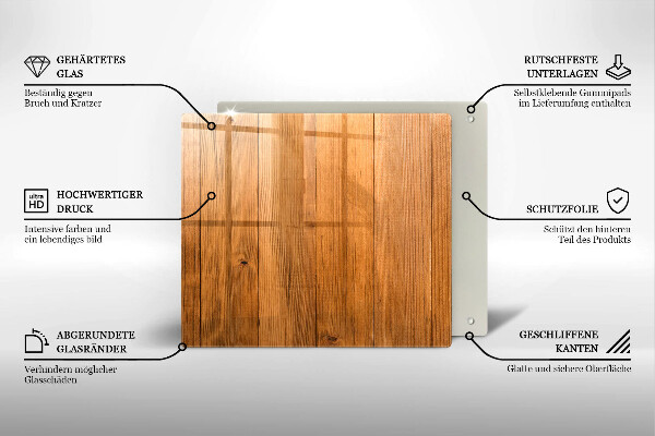 Tocător din sticlă Scanduri de lemn