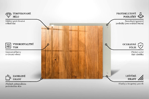 Tocător din sticlă Scanduri de lemn