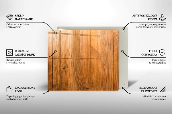 Tocător din sticlă Scanduri de lemn