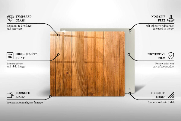 Tocător din sticlă Scanduri de lemn