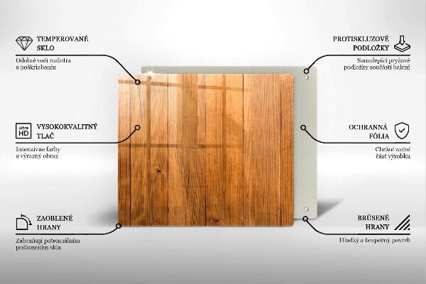 Tocător din sticlă Scanduri de lemn