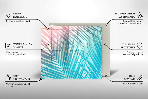 Tocător din sticlă Frunze pastelate