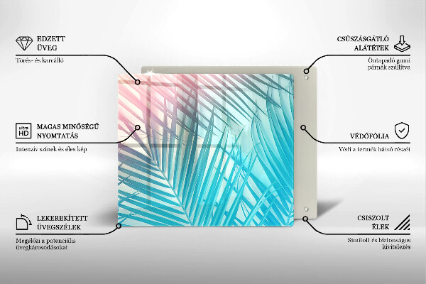 Tocător din sticlă Frunze pastelate