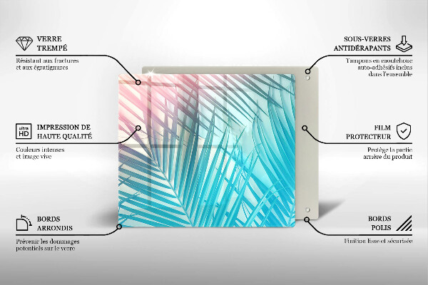 Tocător din sticlă Frunze pastelate