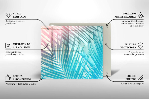 Tocător din sticlă Frunze pastelate