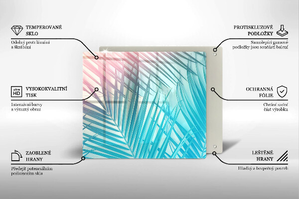 Tocător din sticlă Frunze pastelate