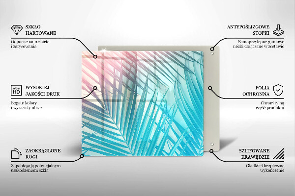 Tocător din sticlă Frunze pastelate