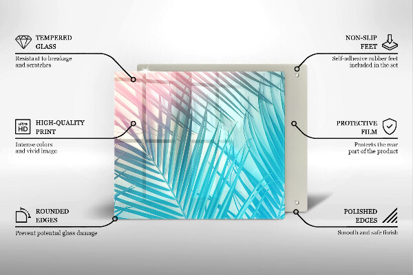 Tocător din sticlă Frunze pastelate